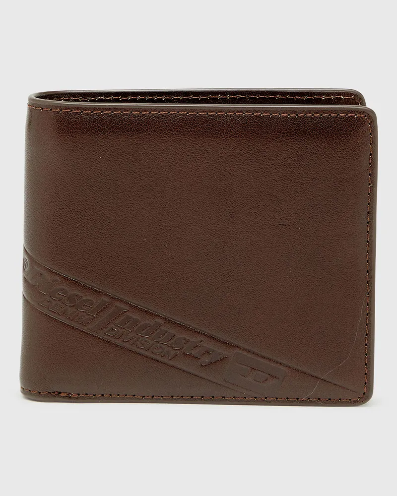 Diesel Zweifach gefaltete Lederbrieftasche mit geprägtem Logo - Kleine Portemonnaies - Herren - Braun Braun