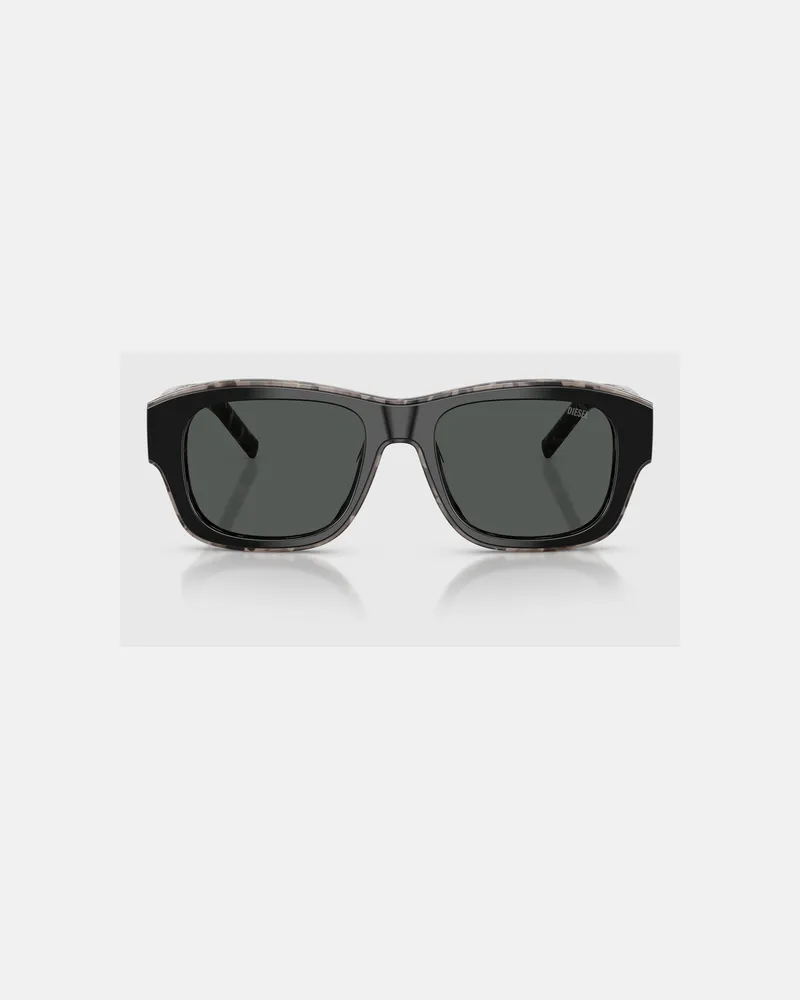 Diesel Rechteckige Sonnenbrille - Sonnenbrille - Unisex - Schwarz Schwarz