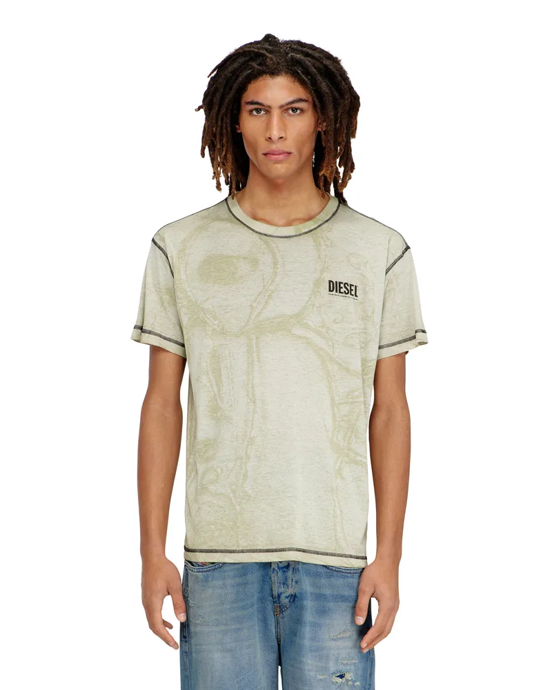 Diesel Hanf-Baumwoll-T-Shirt mit Allover-Print - T-Shirts - Herren - Grau Grau