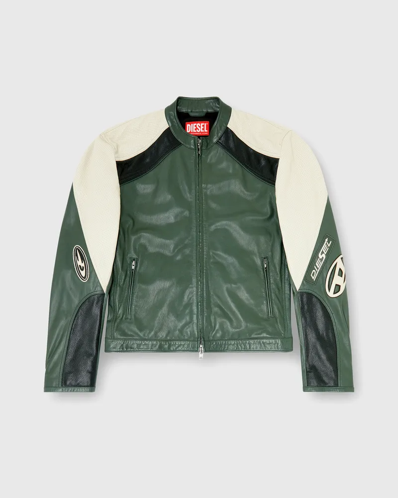 Diesel Bikerjacke aus perforiertem Colour-Block-Leder - Lederjacken - Herren - Bunt Bunt