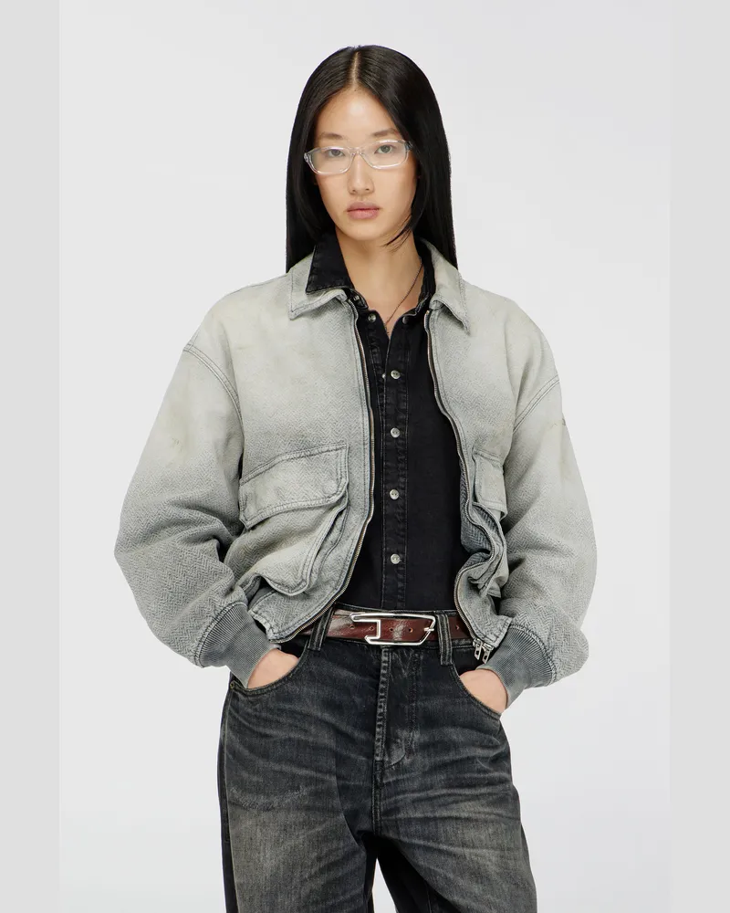 Diesel Jacke aus distressed fischgrät-denim - Denim jacken - Unisex - Grau Grau