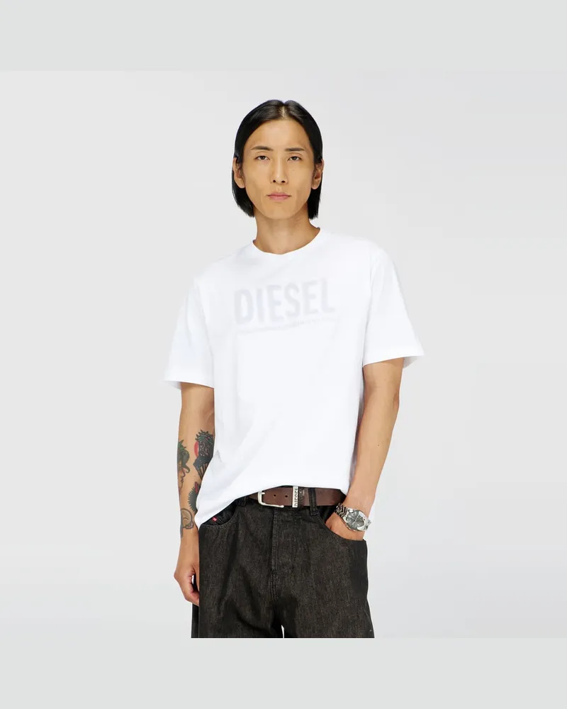 Diesel T-Shirt aus Baumwolle mit tonalem Diesel-Logoprint - T-Shirts - Herren - Weiss Weiss