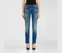 Slim Jeans Low Waist 1992 D-Jiann, Mittelblau, Knopfverschluss