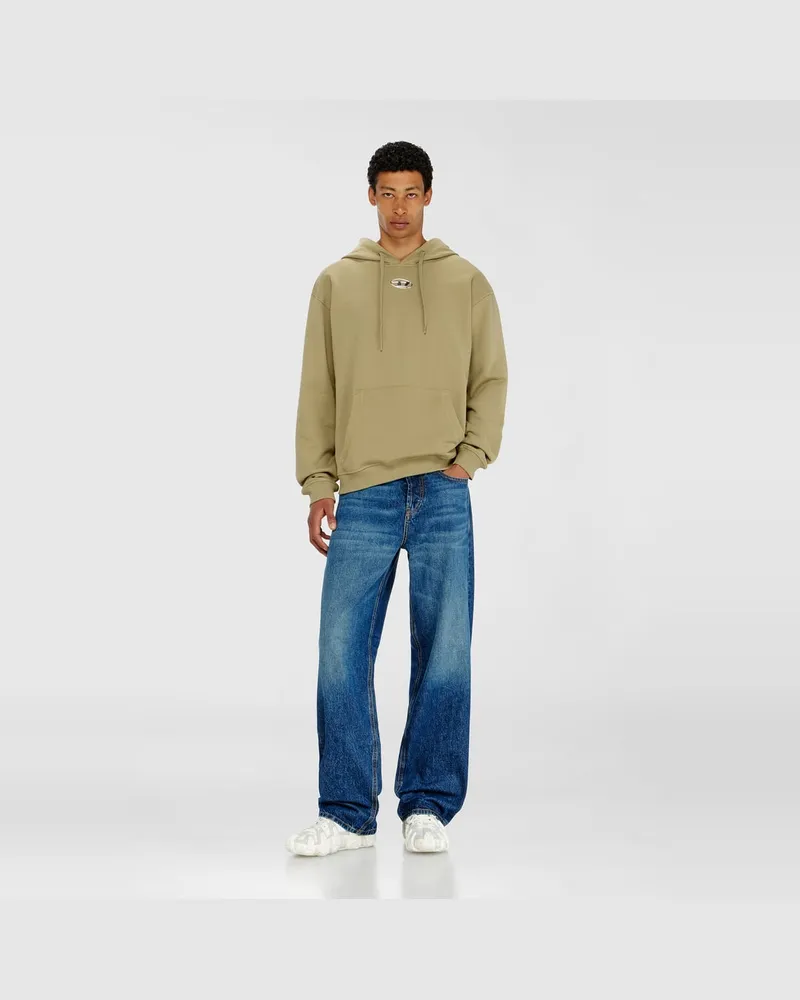 Diesel Baumwoll-Hoodie mit metallischem Oval D - Sweatshirts - Herren - Grün Grün