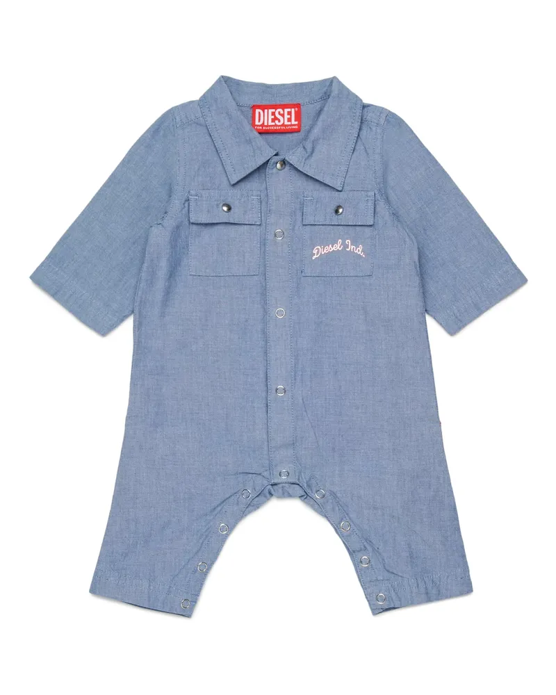 Diesel Baumwoll-Jumpsuit mit bestickten Taschen - Latzhosen - Unisex - Blau Blau