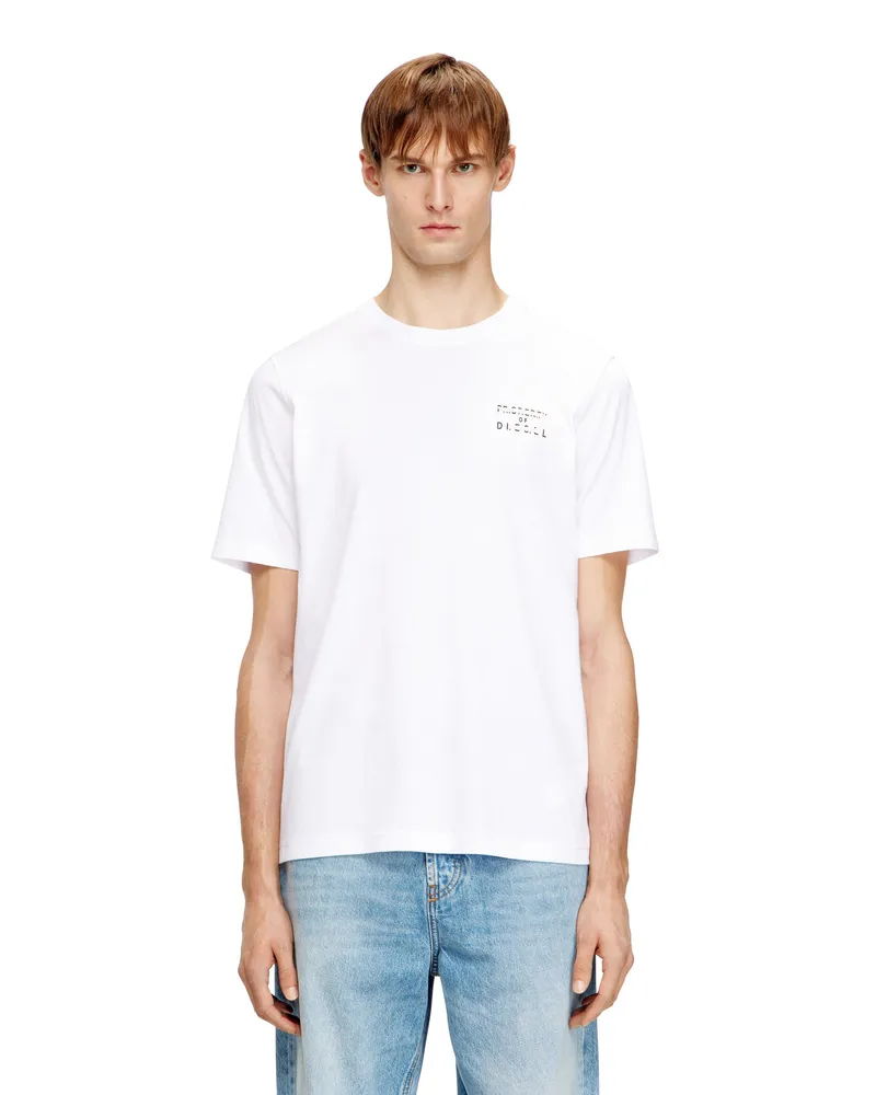 Diesel Reguläres Baumwoll-T-Shirt mit Puffdruck - T-Shirts - Herren - Weiss Weiss