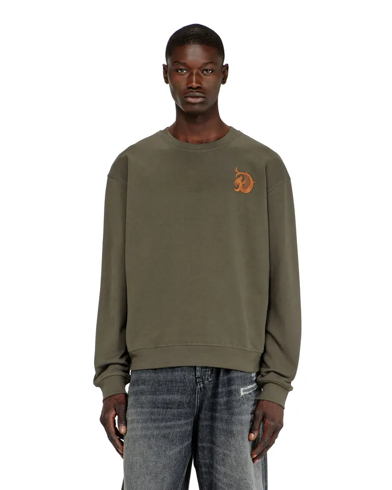 Diesel Sweatshirt mit Stickerei und Flockprint - Sweatshirts - Herren - Grün Grün