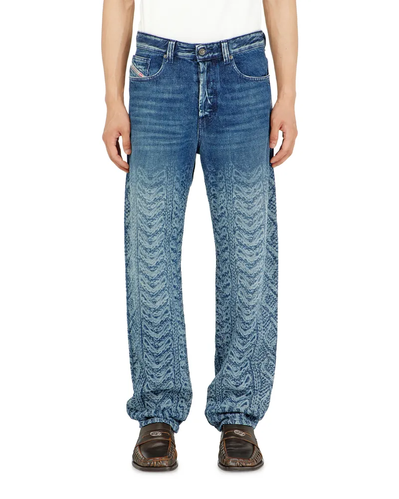 Diesel Regular Jeans Regular Waist 2024 D-Macs, Dunkelblau, Knopfverschluss Blau