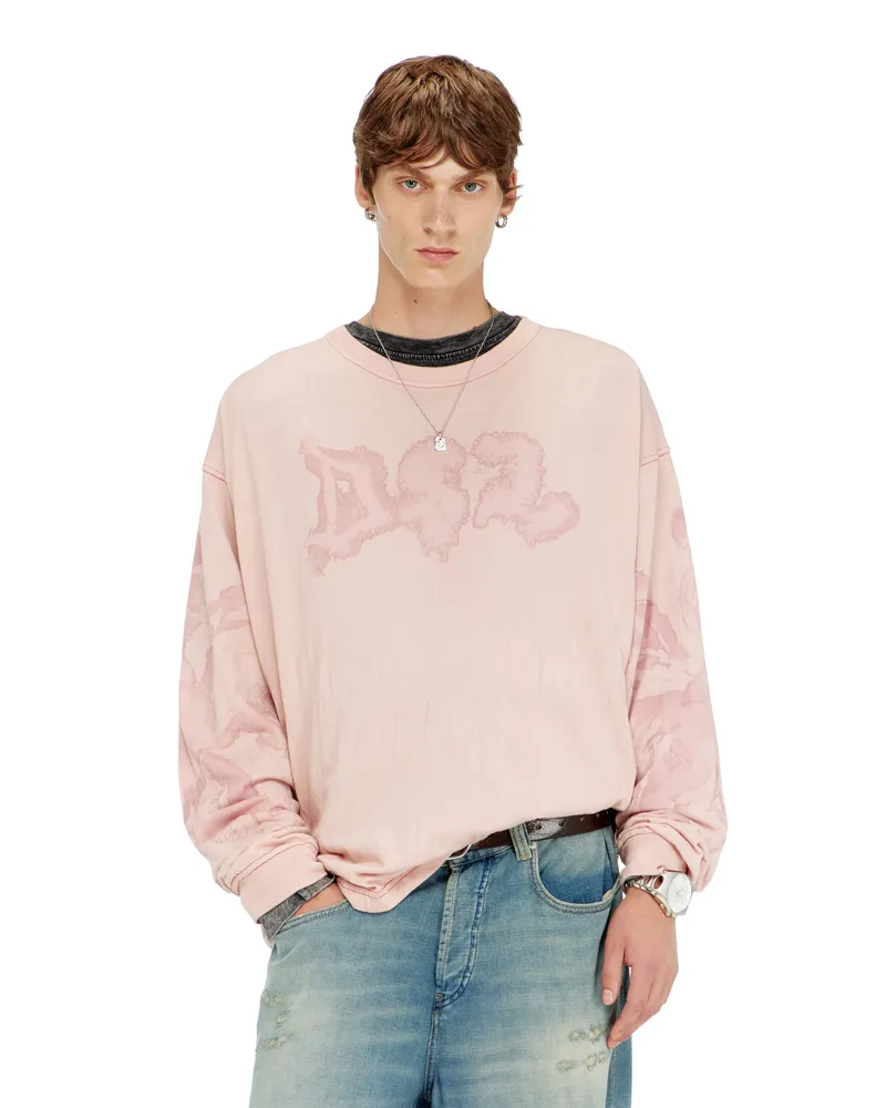 Diesel Locker long sleeve tee mit blotched print - T-Shirts - Herren - Rosa Rosa