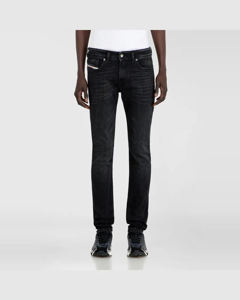 Diesel Skinny Jeans Low Waist 1979 Sleenker, Schwarz/Dunkelgrau, Reißverschluss Schwarz