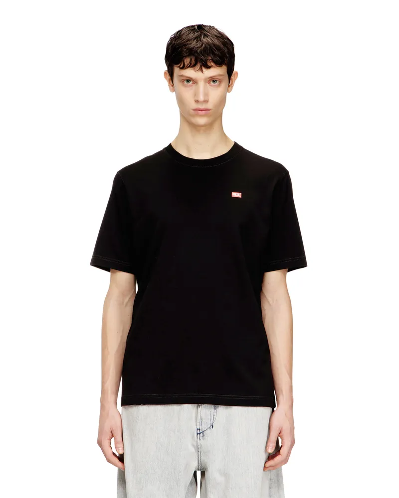Diesel Reguläres T-Shirt mit Diesel-Patch und Fotoprint - T-Shirts - Herren - Schwarz Schwarz