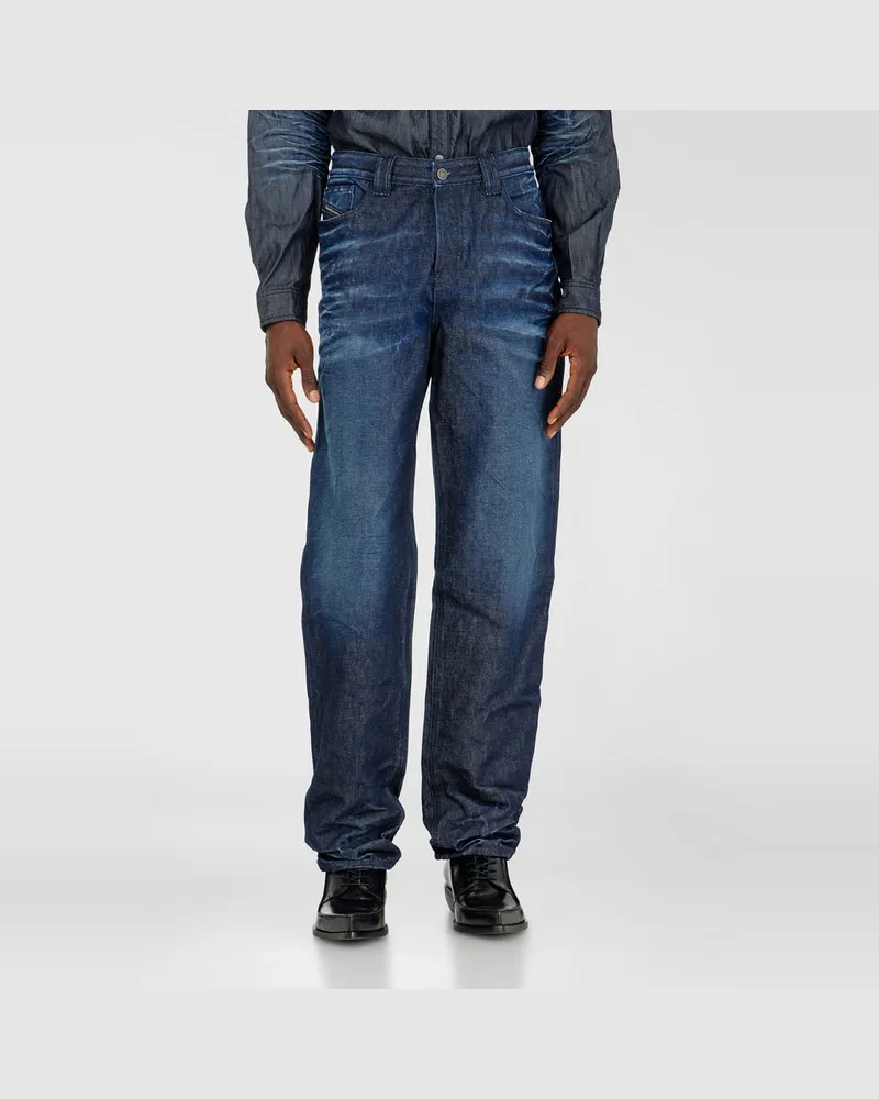 Diesel Regular Jeans High Waist 1991 D-Voeed, Dunkelblau, Knopfverschluss Blau