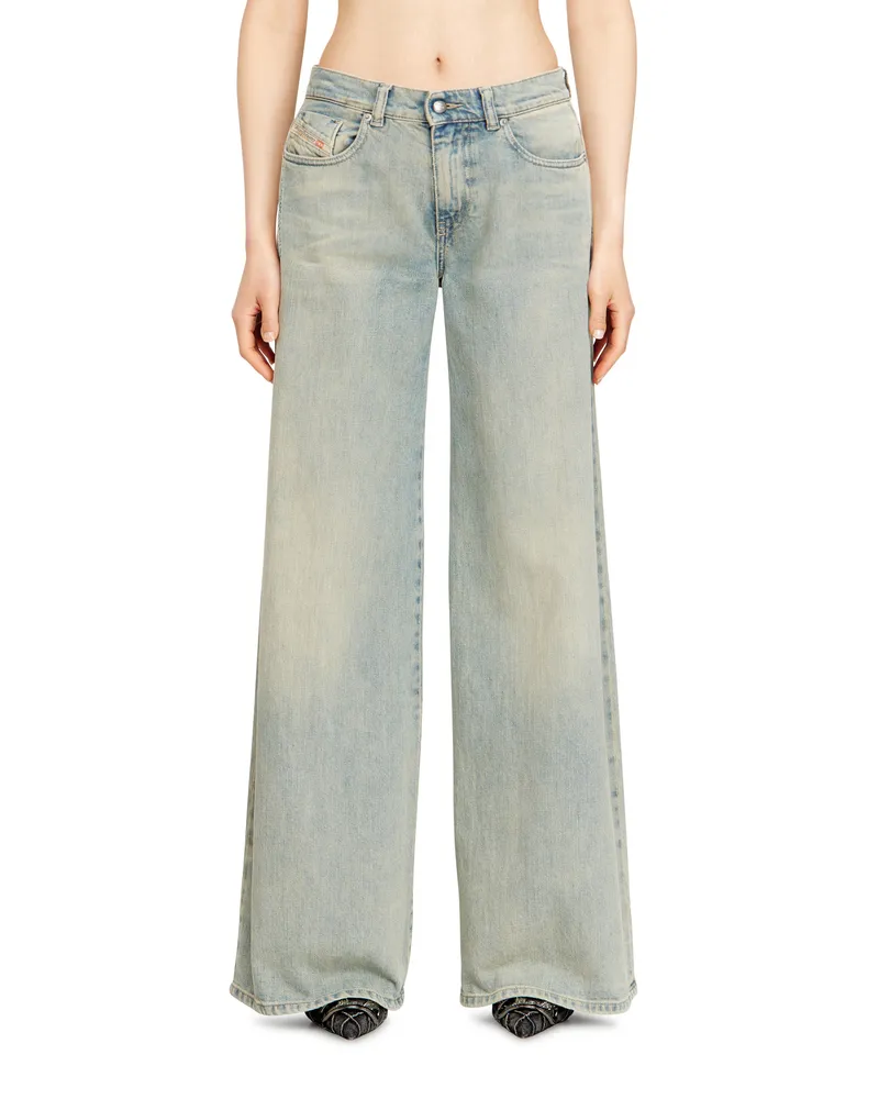 Diesel Flare Jeans Regular Waist 1978 D-Akemi, Mittelblau, Reißverschluss Blau