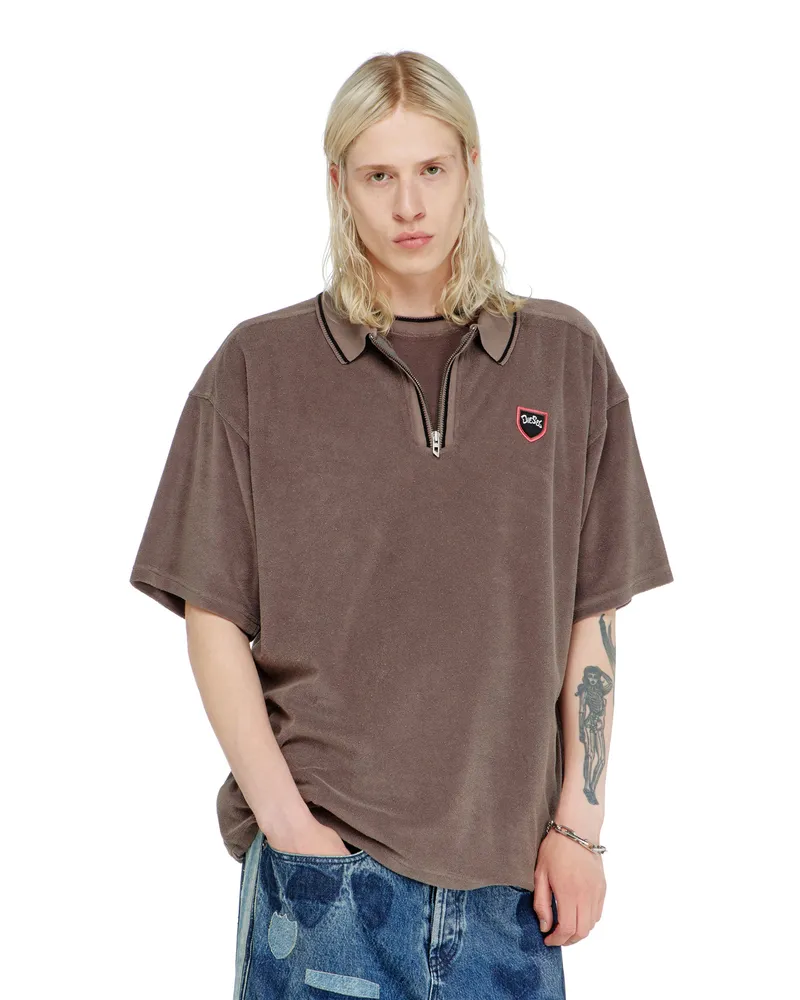 Diesel Chenille-Poloshirt mit shield patch - Polohemden - Herren - Braun Braun
