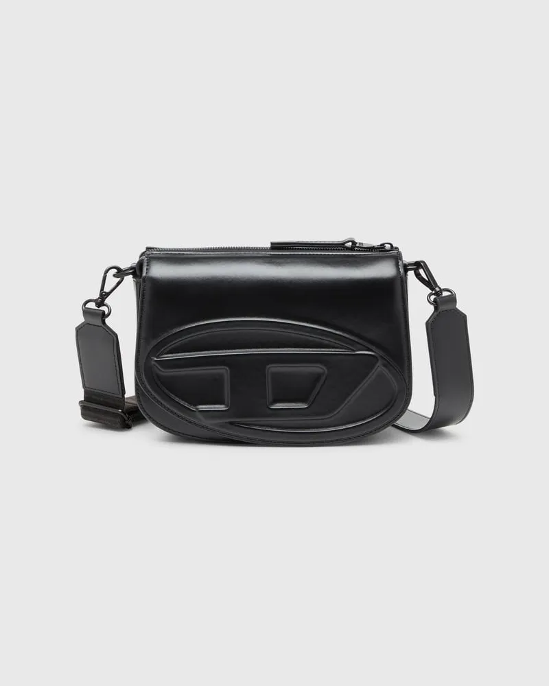 Diesel 1DR-Camera Bag aus hochwertigem Leder - Schultertaschen - Unisex - Schwarz Schwarz