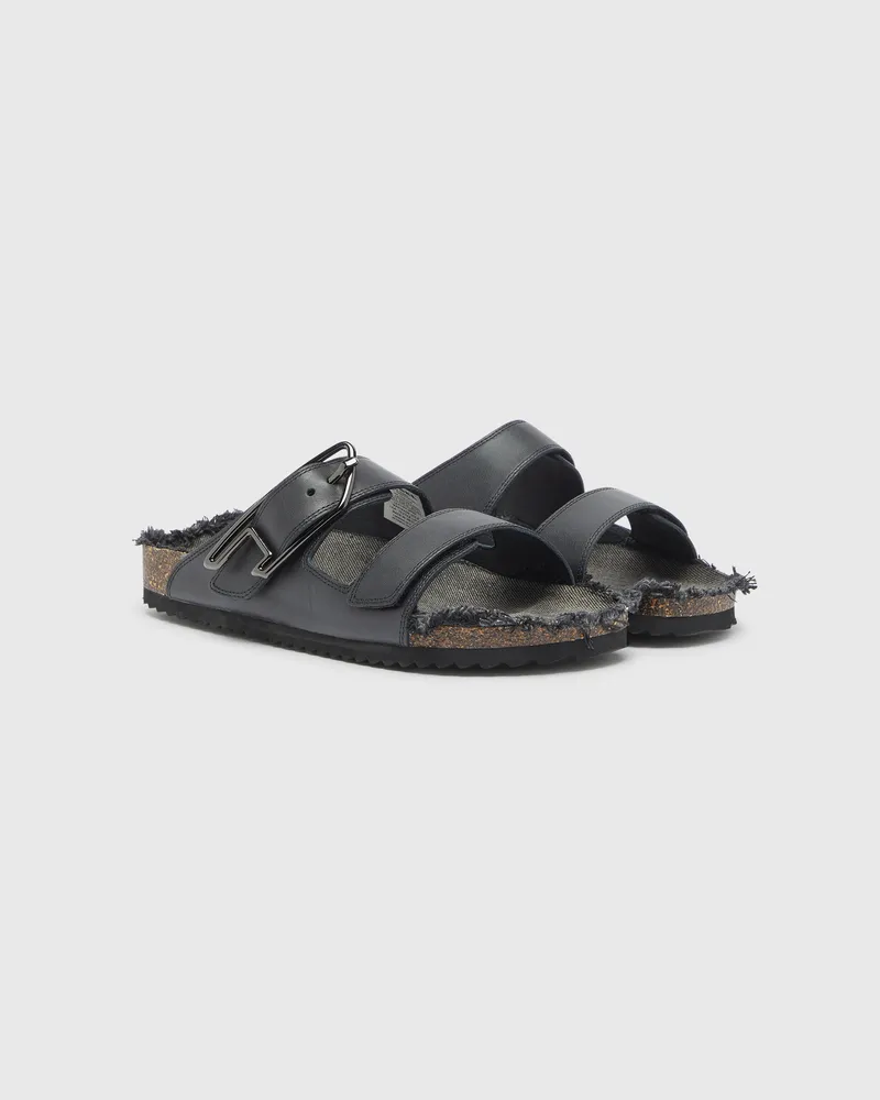 Diesel D-Woodstock - Lederriemen mit Korkfußbett - Sandalen - Herren - Schwarz Schwarz