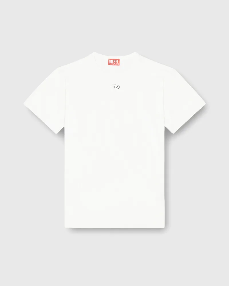 Diesel Baumwoll-T-Shirt mit metallischem Oval D - T-Shirts - Damen - Weiss Weiss