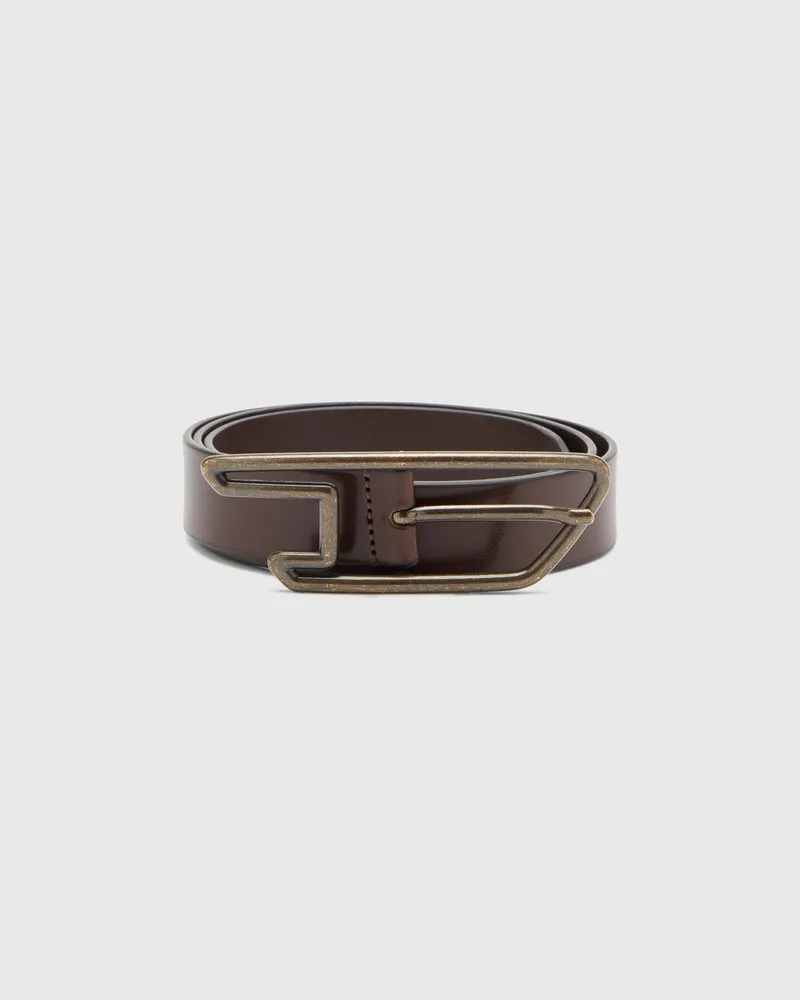 Diesel 3 cm breiter Ledergürtel mit D-Logo-Schnalle - Gürtel - Unisex - Braun Braun