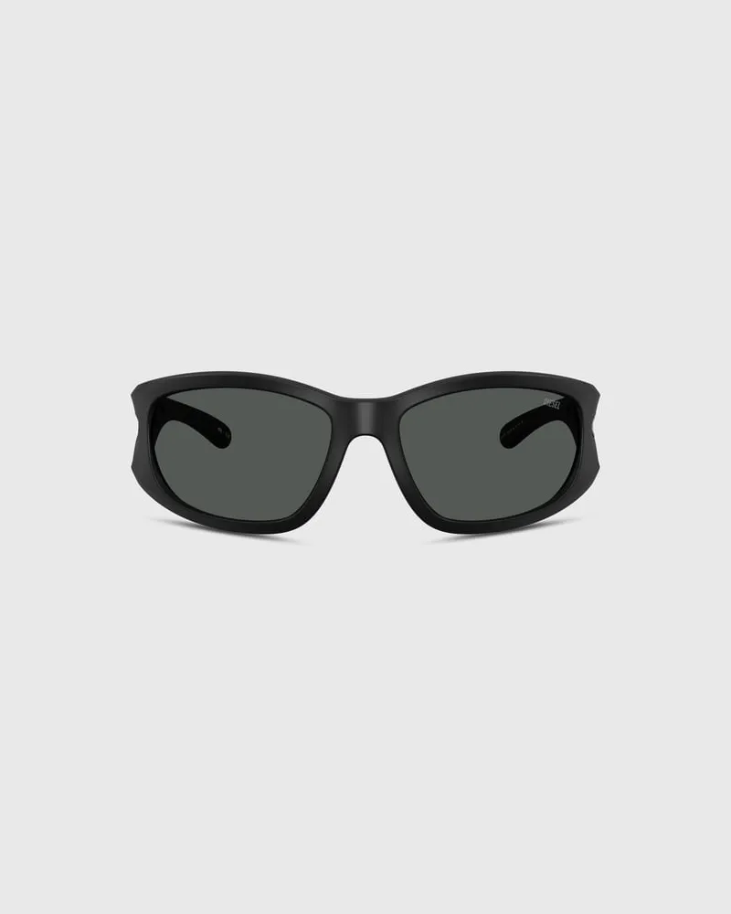 Diesel Rechteckige Sonnenbrillen - Sonnenbrille - Unisex - Schwarz Schwarz