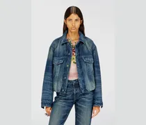 Elastische Truckerjacke aus Denim - Denim jacken - Damen - Blau
