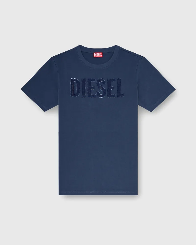 Diesel T-Shirt aus Baumwolle mit tonalem Diesel-Logoprint - T-Shirts - Herren - Blau Blau