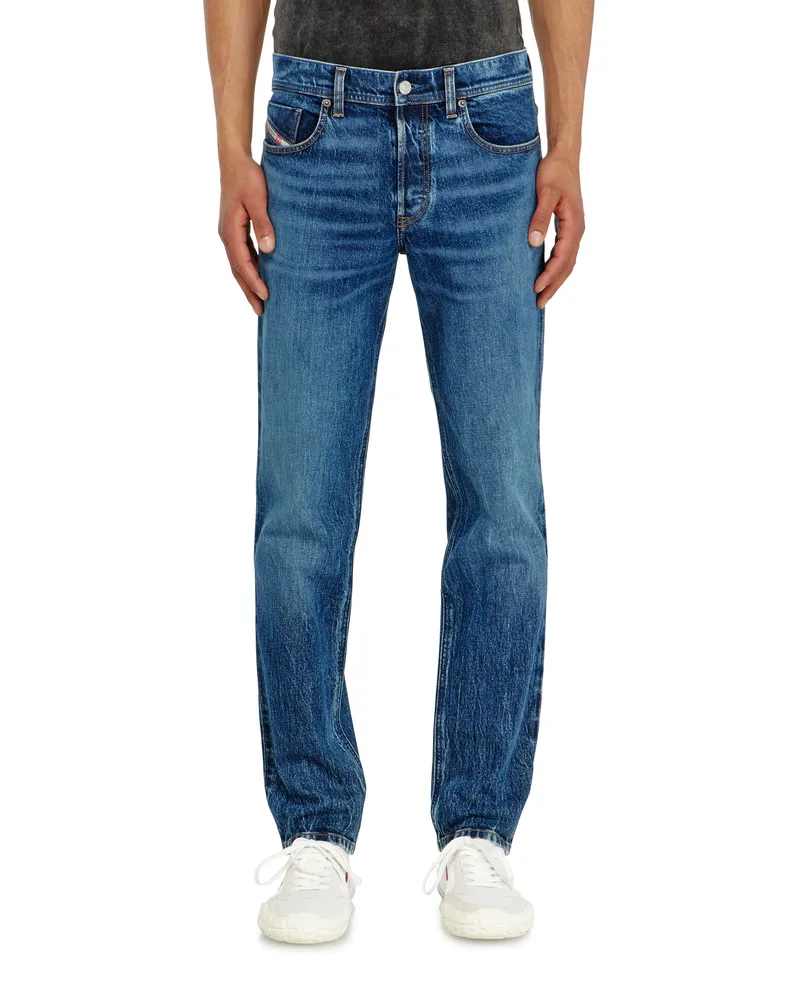 Diesel Regular Jeans Regular Waist 2023 D-Finitive, Dunkelblau, Knopfverschluss Blau