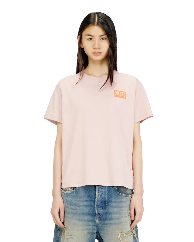 Diesel T-Shirt aus Bio-Baumwoll-Jersey mit Rundhalsausschnitt und Logoprint - T-Shirts - Damen - Rosa Rosa