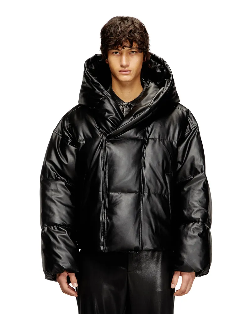 Diesel Hooded Steppjacke aus beschichtetem Gewebe - Winterjacken - Herren - Schwarz Schwarz