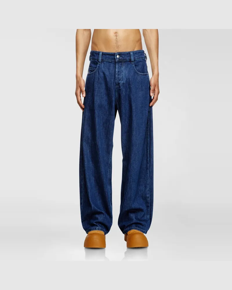 Diesel Relaxed Jeans Regular Waist 1997 D-Enim-M, Dunkelblau, Knopfverschluss Blau