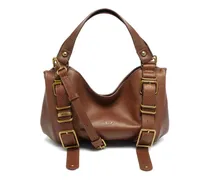 D-One-Small Henkeltasche aus behandeltem Leder - Handtaschen - Damen - Braun