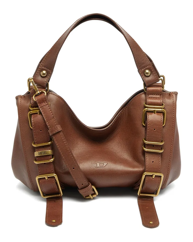 Diesel D-One-Small Henkeltasche aus behandeltem Leder - Handtaschen - Damen - Braun Braun