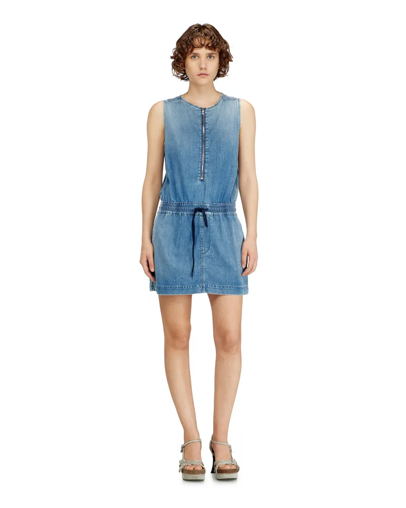 Diesel Fließendes Jeanskleid mit Kordelzug in der Taille - Kleider - Damen - Blau Blau