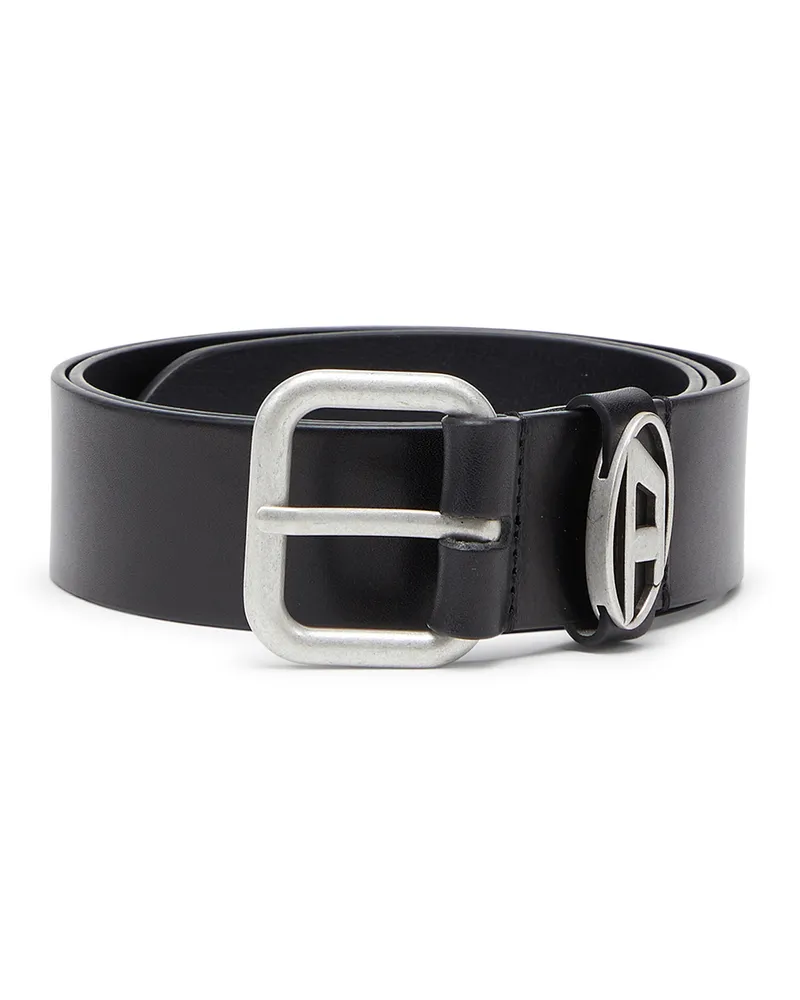 Diesel 4 cm breiter Ledergürtel mit Metallschnalle - Gürtel - Unisex - Schwarz Schwarz