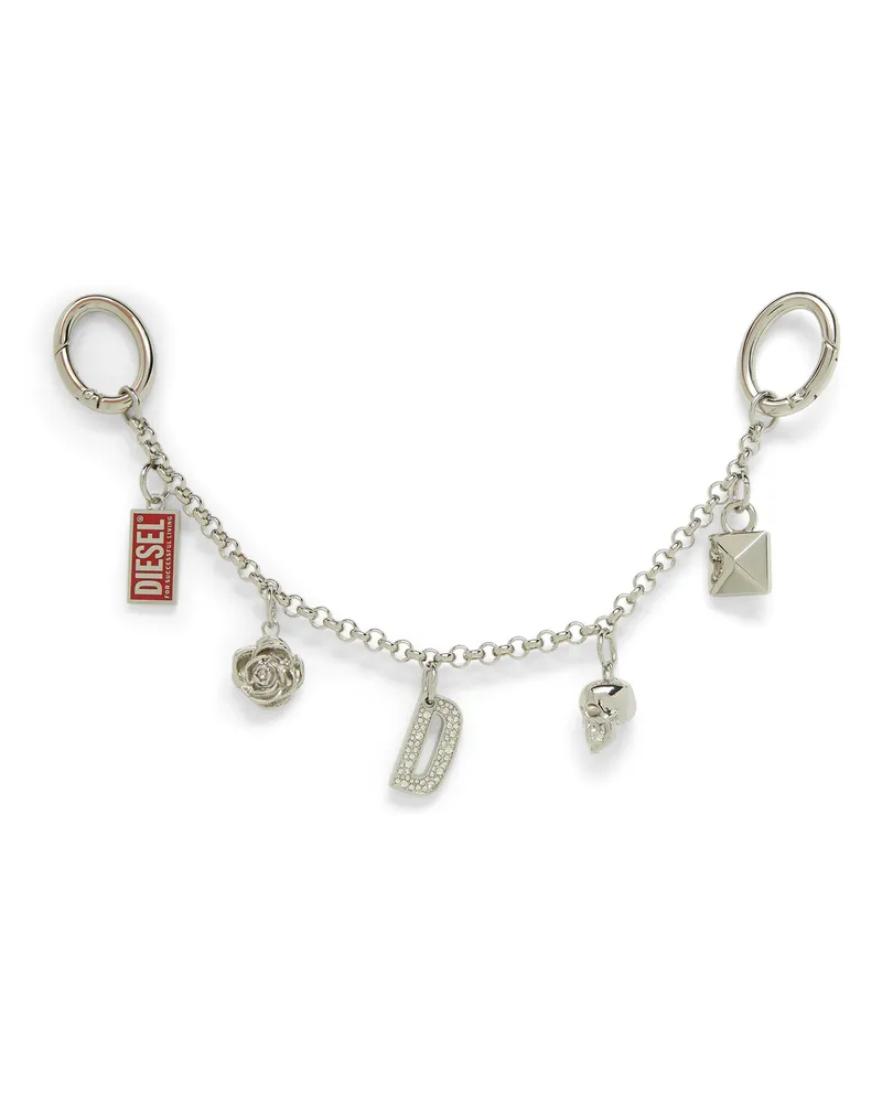 Diesel Metallkette mit ikonischen Anhängern - Charms und Schlüsselanhänger - Damen - Silber Silber