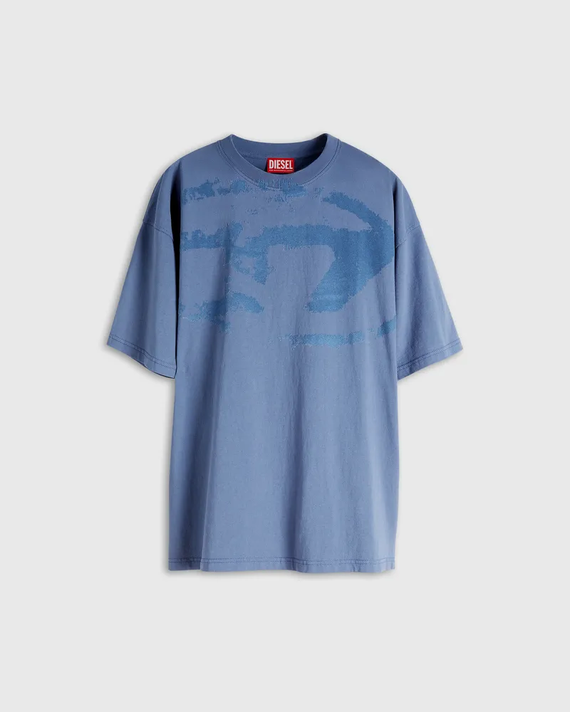 Diesel T-Shirt mit beflocktem Distressed-Logo - T-Shirts - Herren - Blau Blau