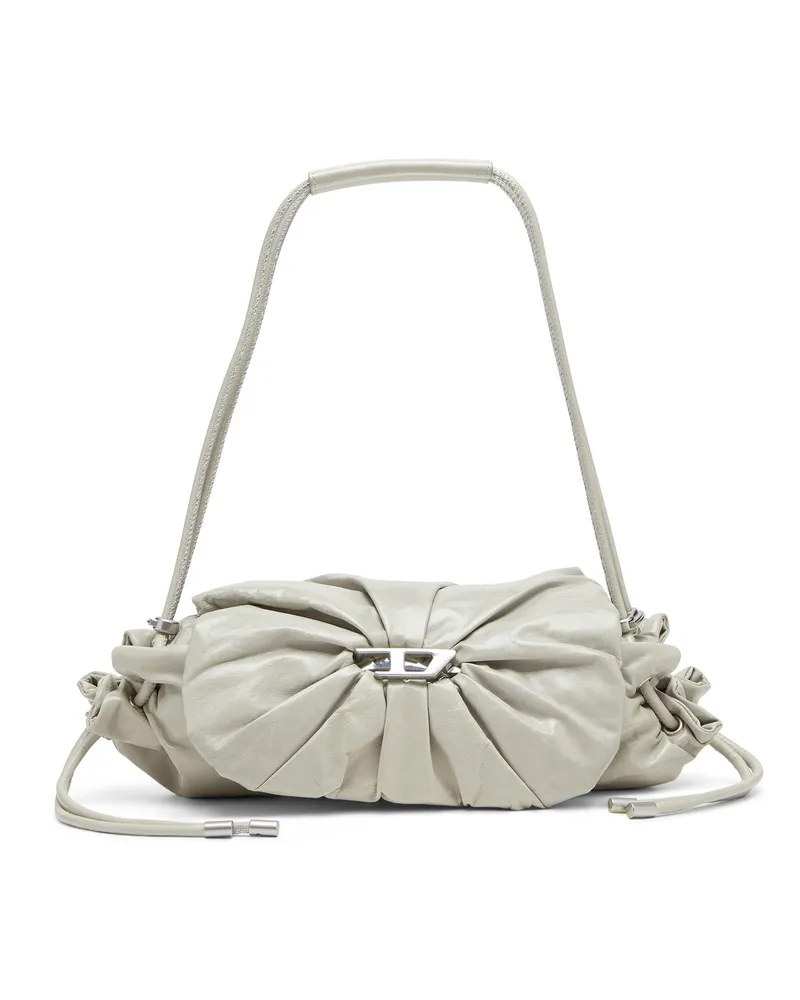 Diesel Scrunch-D S-Schultertasche aus Knitter-Leder - Schultertaschen - Damen - Weiss Weiss