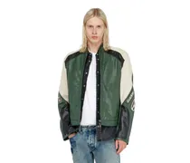 Bikerjacke aus perforiertem Colour-Block-Leder - Lederjacken - Herren - Bunt