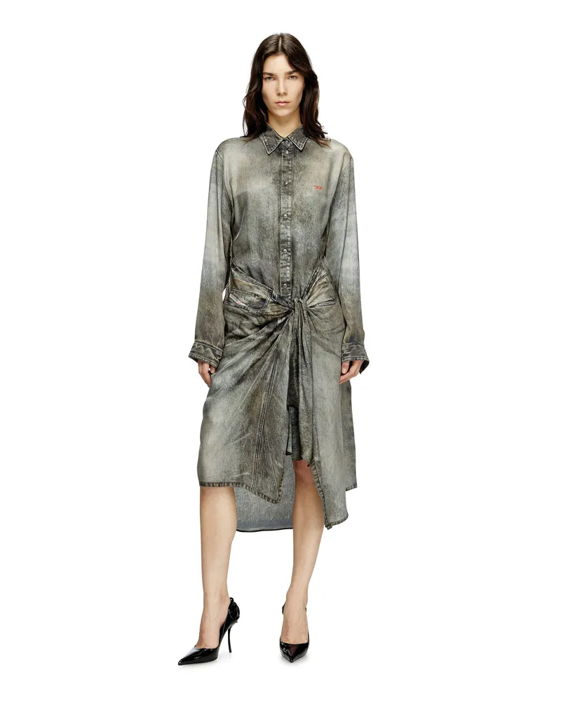 Diesel Wickel-Kleid aus Viskose im Denim-Look - Kleider - Damen - Grau Grau