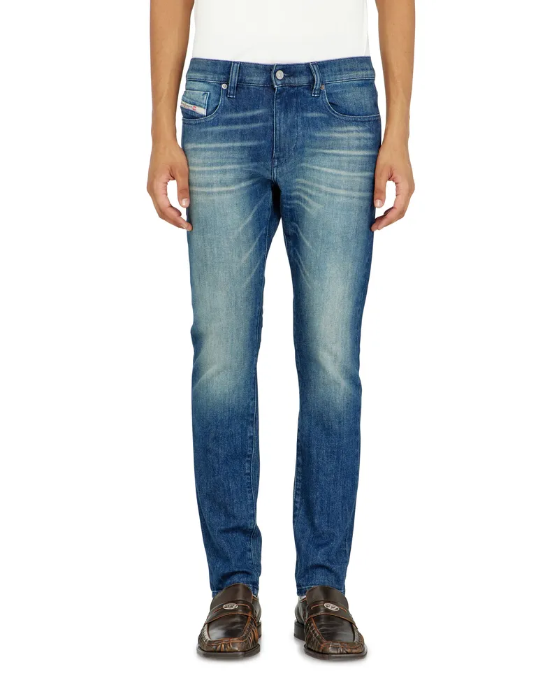 Diesel Slim Jeans Regular Waist 2019 D-Strukt, Dunkelblau, Reißverschluss Blau