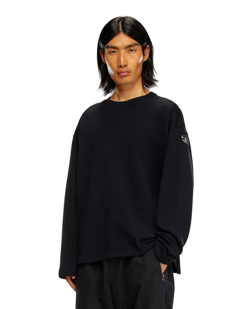 Diesel Sweatshirt in Übergröße mit Metallic-Logo - Sweatshirts - Herren - Schwarz Schwarz