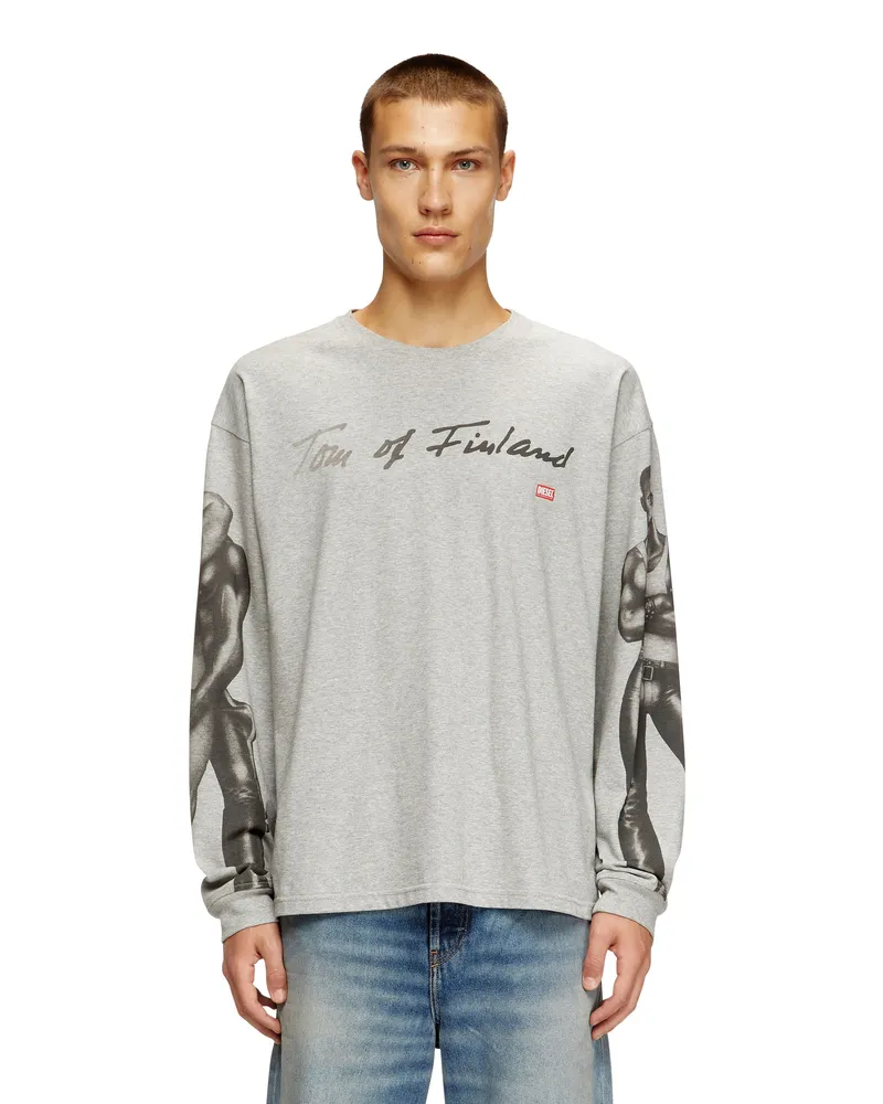 Diesel Langarm-T-Shirt mit Grafik-Print - T-Shirts - Unisex - Grau Grau