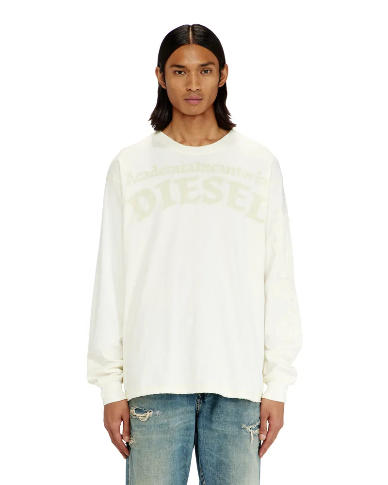 Diesel Langarm-T-Shirt mit Prints und Patches - T-Shirts - Herren - Weiss Weiss