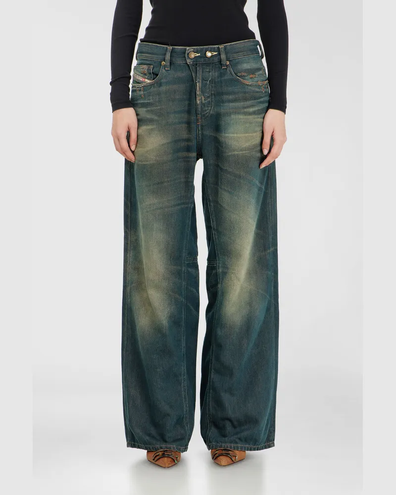 Diesel Relaxed Jeans Low Waist 1996 D-Sire,, Knopfverschluss Blau