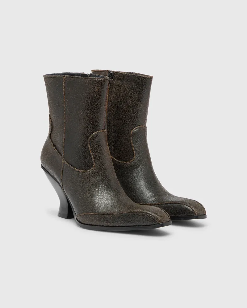 Diesel D-Luffy - Stiefeletten aus crackled Leder - Stiefel - Damen - Braun Braun