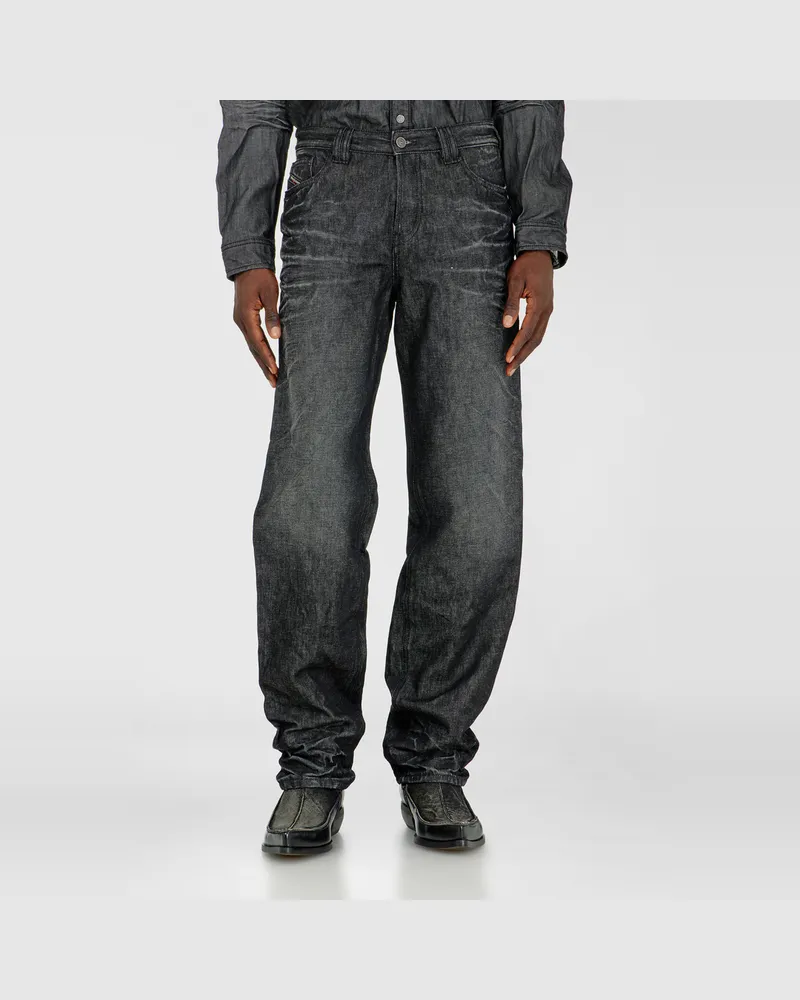 Diesel Regular Jeans High Waist 1991 D-Voeed, Schwarz/Dunkelgrau, Knopfverschluss Schwarz