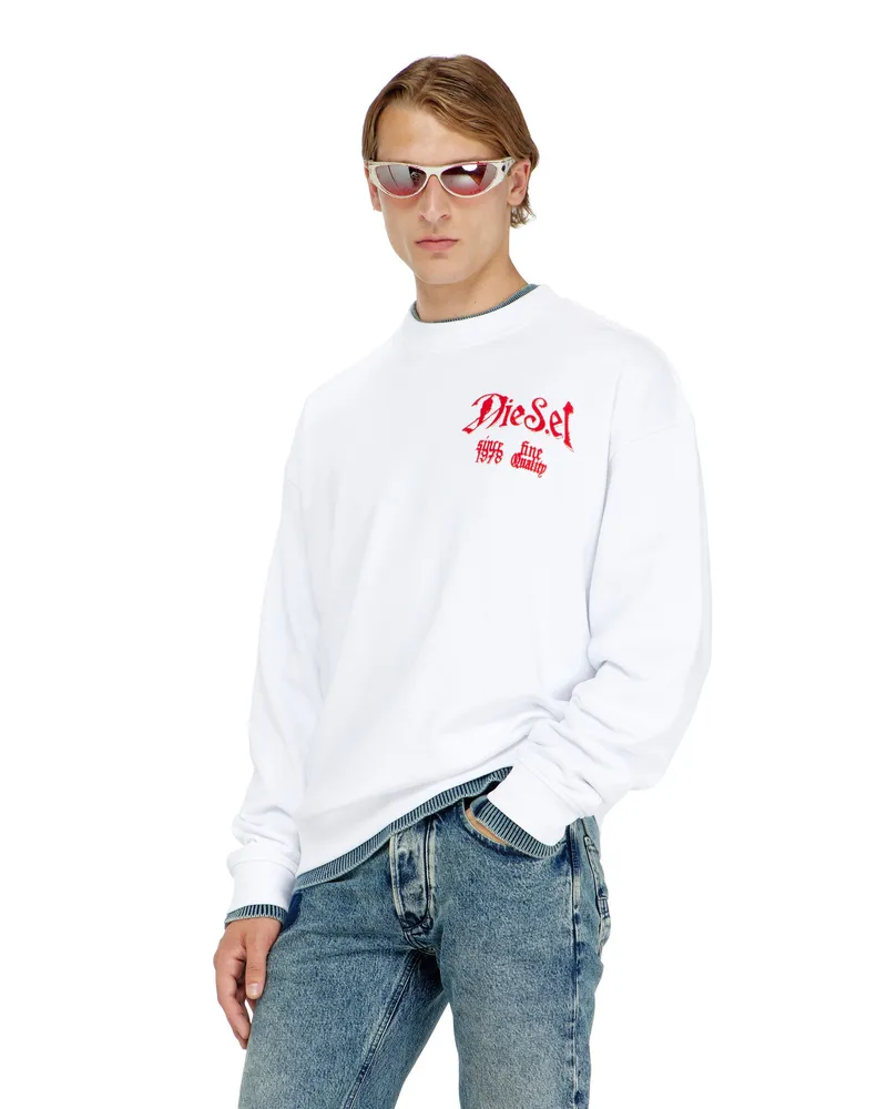 Diesel Sweatshirt aus Baumwolle mit Flockprint - Sweatshirts - Herren - Weiss Weiss