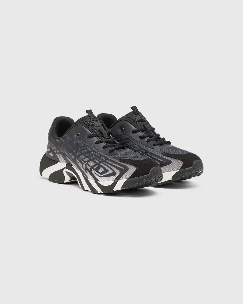 Diesel D-Vit-Sneaker aus gestreiftem Dégradé-Mesh - Sneakers - Herren - Schwarz Schwarz