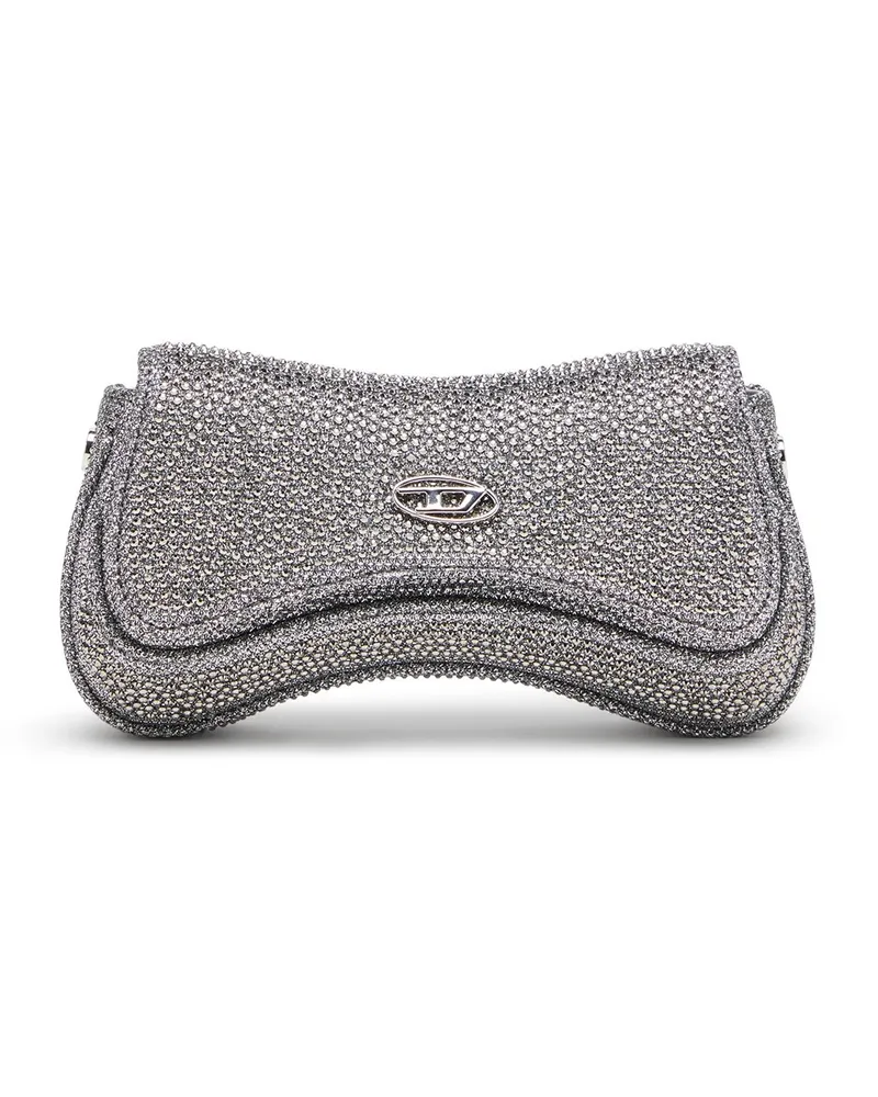 Diesel Play-Mini Crossbody-Tasche aus Crystal Lurex - Schultertaschen - Damen - Silber Silber