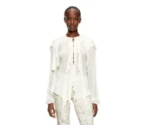 Rüschenbluse aus Knitter-Musselin - Hemden - Damen - Weiss