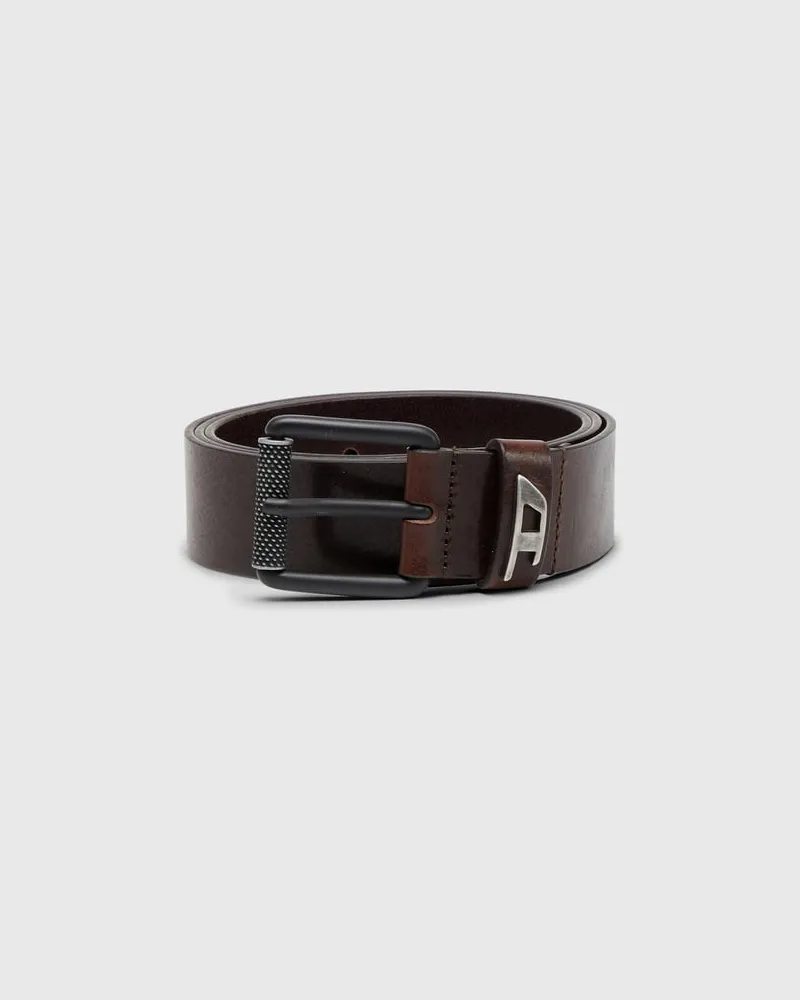 Diesel 3.5cm Gürtel aus glänzendem Leder mit Logo-Schlaufe - Gürtel - Herren - Braun Braun